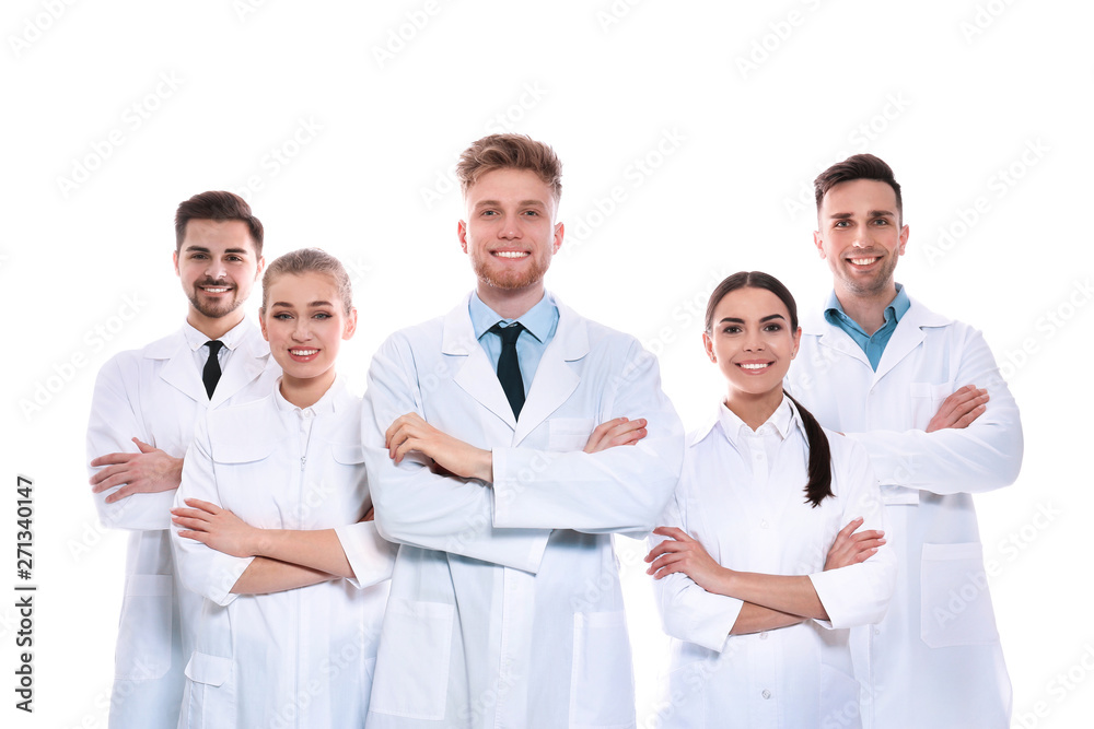 Group of medical doctors isolated on white. Unity concept Group of medical doctors isolated on white. Unity concept