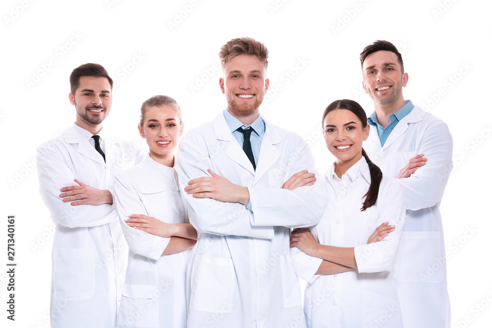 Group of medical doctors isolated on white. Unity concept Group of medical doctors isolated on white. Unity concept