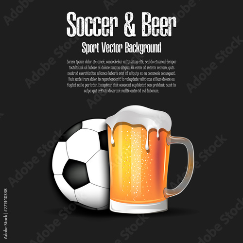 Soccer ball with mug of beer