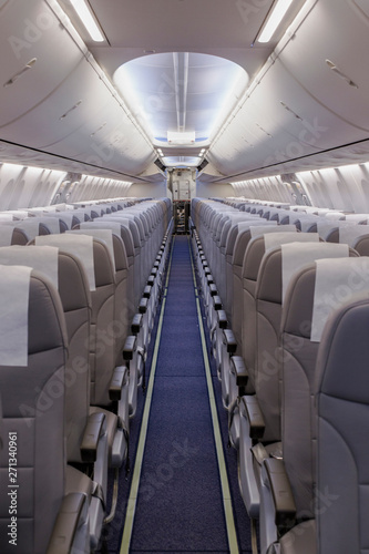 Perspective view of empty aircraft seats