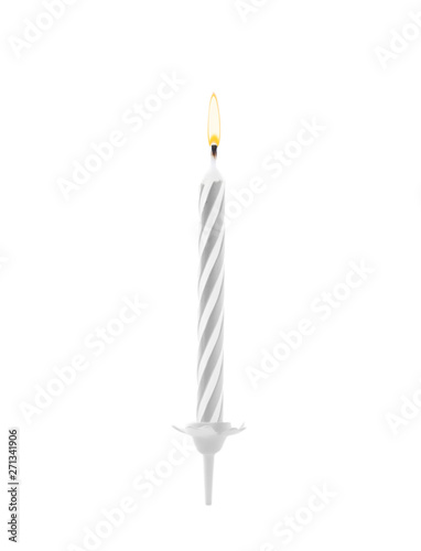 Color birthday cake candle on white background