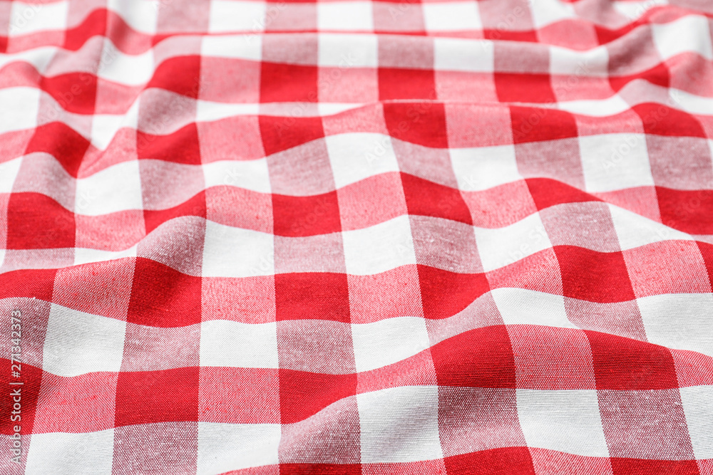 Classic red checkered picnic tablecloth as background