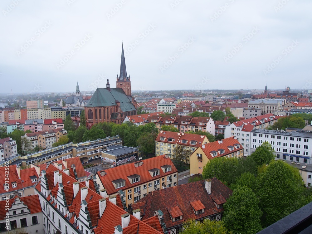 Fototapeta premium bird view of szczecin (rebuilt) old town, Poland