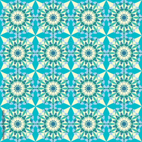 Pattern with geometric shapes and  floral elements