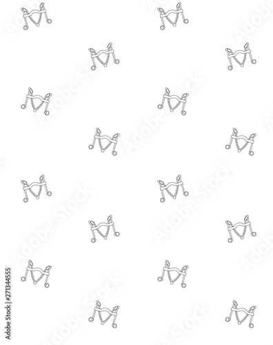 Vector seamless pattern of line black flat horse curb bit isolated on white background