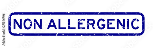 Grunge blue non allergenic word square rubber seal stamp on white background