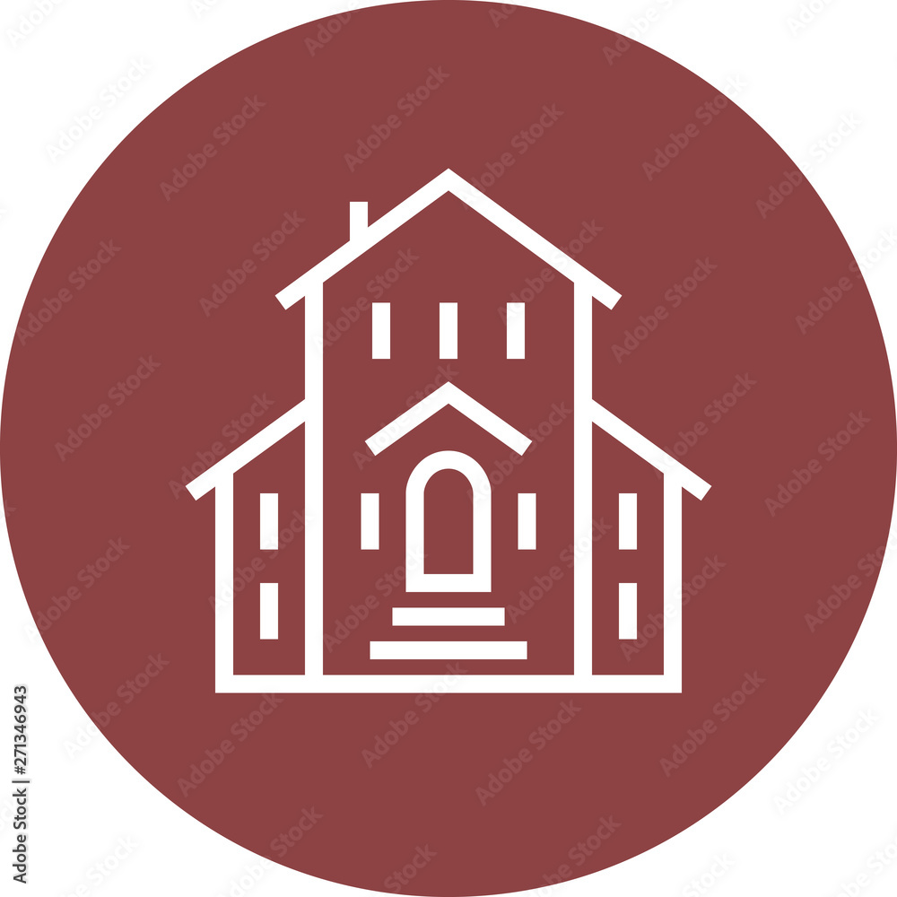 Victorian Home Building Outline Icon