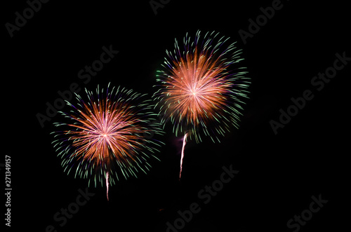 colorful fireworks on the black sky background