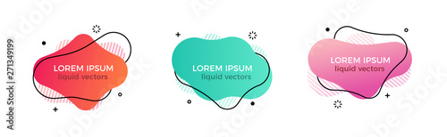 Set of trendy colorful and glowy fluid shapes. Vector geometric template liquid form elements in different colors. Modern abstract banner design