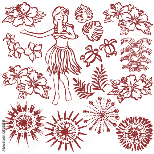 ハワイ ハワイアン 手書きイラスト Stock Vector Adobe Stock