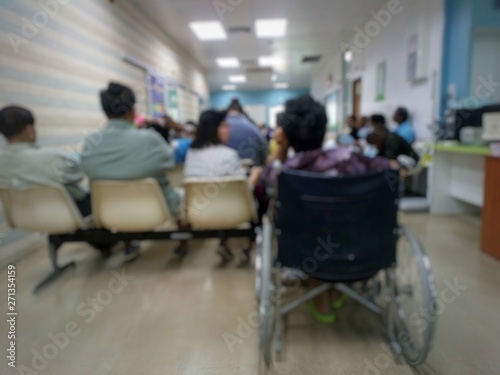 Many patients come to see the doctor and wait for the hospital service .. lens blurred.