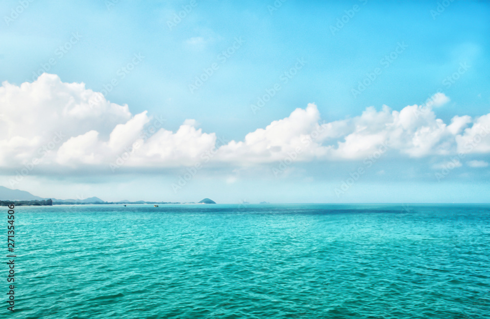 blue sea and  sky  with small island  ,landscape  nature wallpaper background