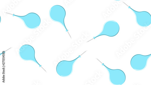 Seamless pattern texture of endless repeating medical rubber blue enema pears for cleaning the intestines on a white background. Vector illustration