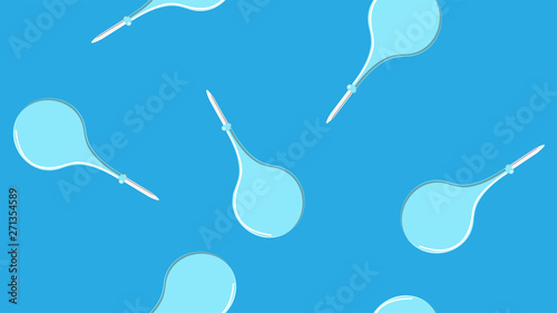 Seamless pattern texture of endless repeating medical rubber blue enema pears for cleaning the intestines on a blue background. Vector illustration