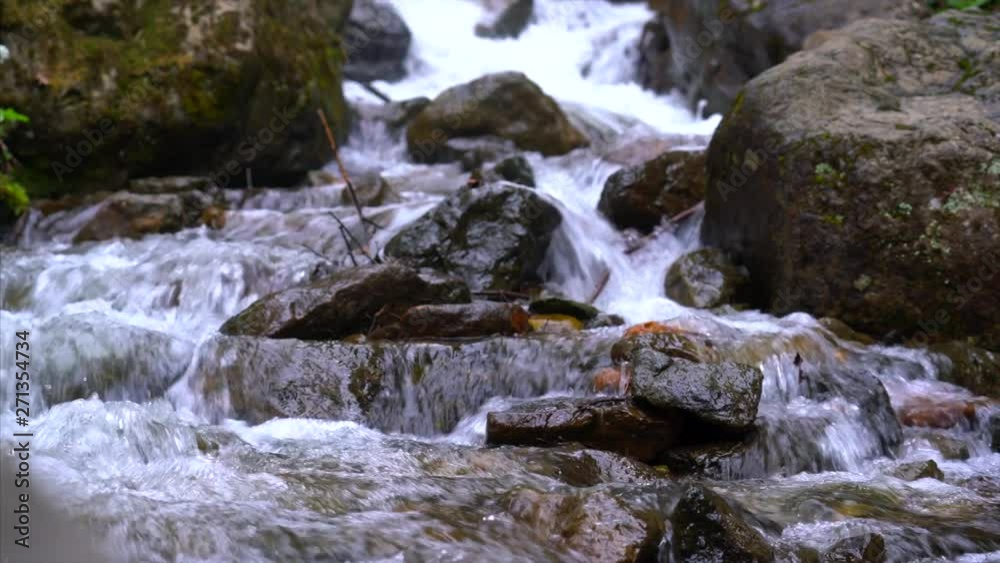 Natural mountain water flowing on the rocks Natural mountain water flowing on the rocks