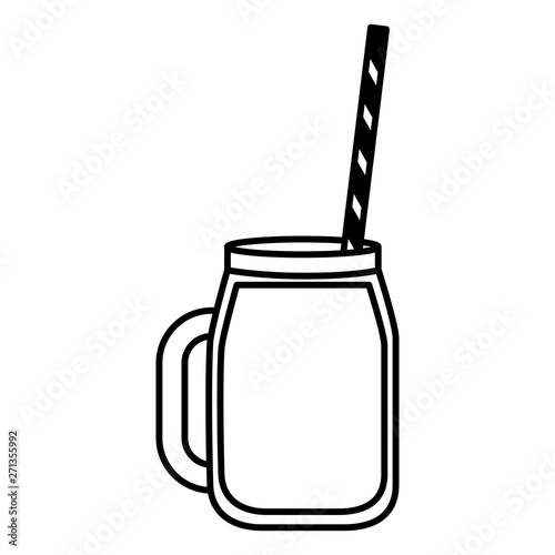 juice with straw on white background