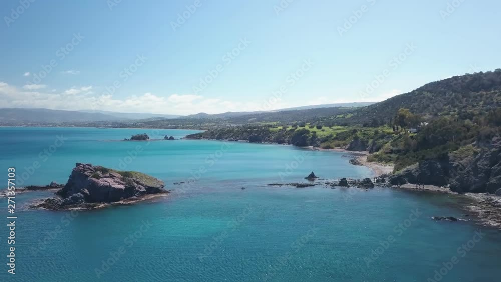 picturesque turquoise water of Mediterranean sea near coastline of Cyprus in sunny day picturesque turquoise water of Mediterranean sea near coastline of Cyprus in sunny day