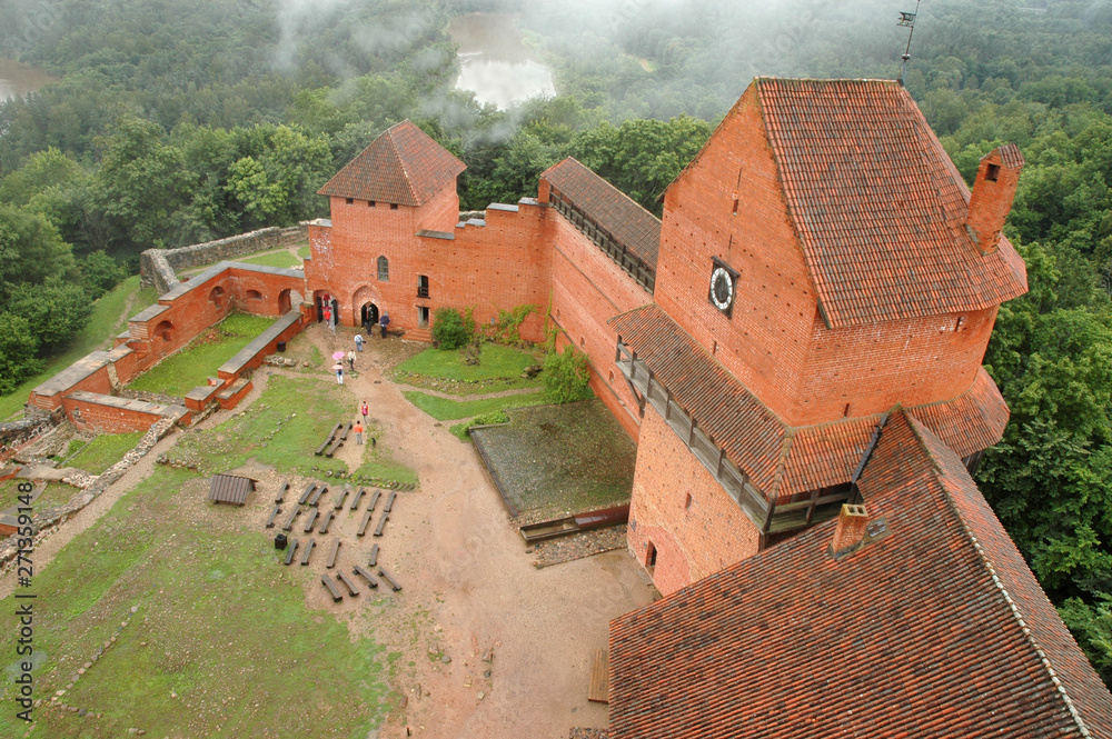 Remains of Medieval Castle Sigulda from above 