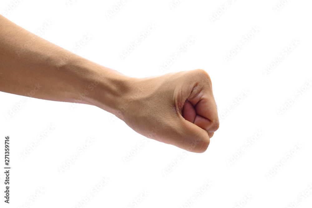 Man's hand, closed up fist on white background Man's hand, closed up fist on white background