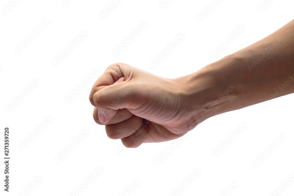 Man's hand, closed up fist on white background Man's hand, closed up fist on white background