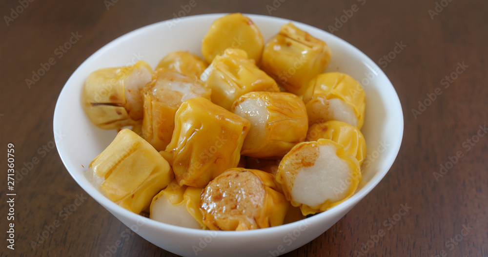 Hong Kong local snack food Fish Shaomai Hong Kong local snack food Fish Shaomai