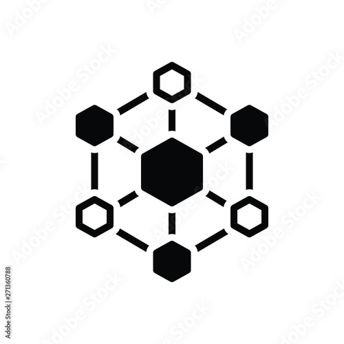 Black solid icon for hexagonal interconnections 