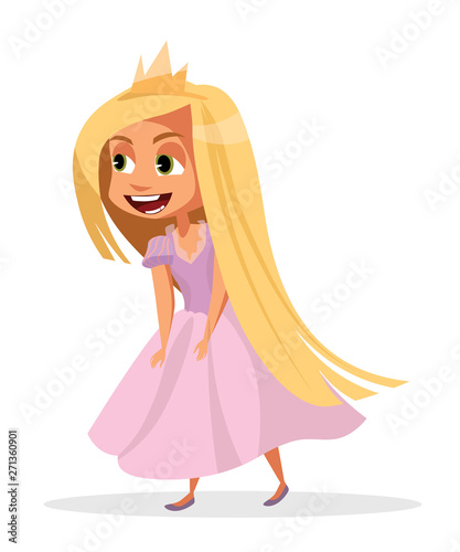 Little girl in princess suit vector illustration