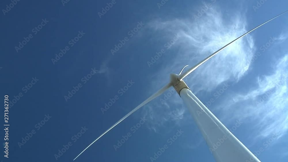 Wind Turbine Rotating, Shot From Underneath Wind Turbine Rotating, Shot From Underneath