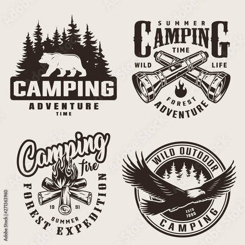 Vintage summer camping labels