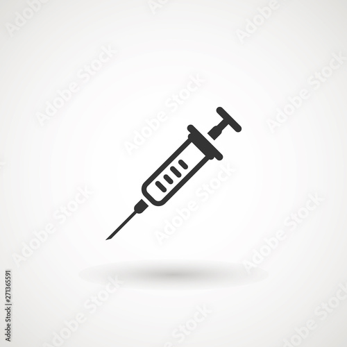 Syringe Injection Icon. Plastic medical syringe needle