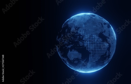 3D planet earth on a black background
