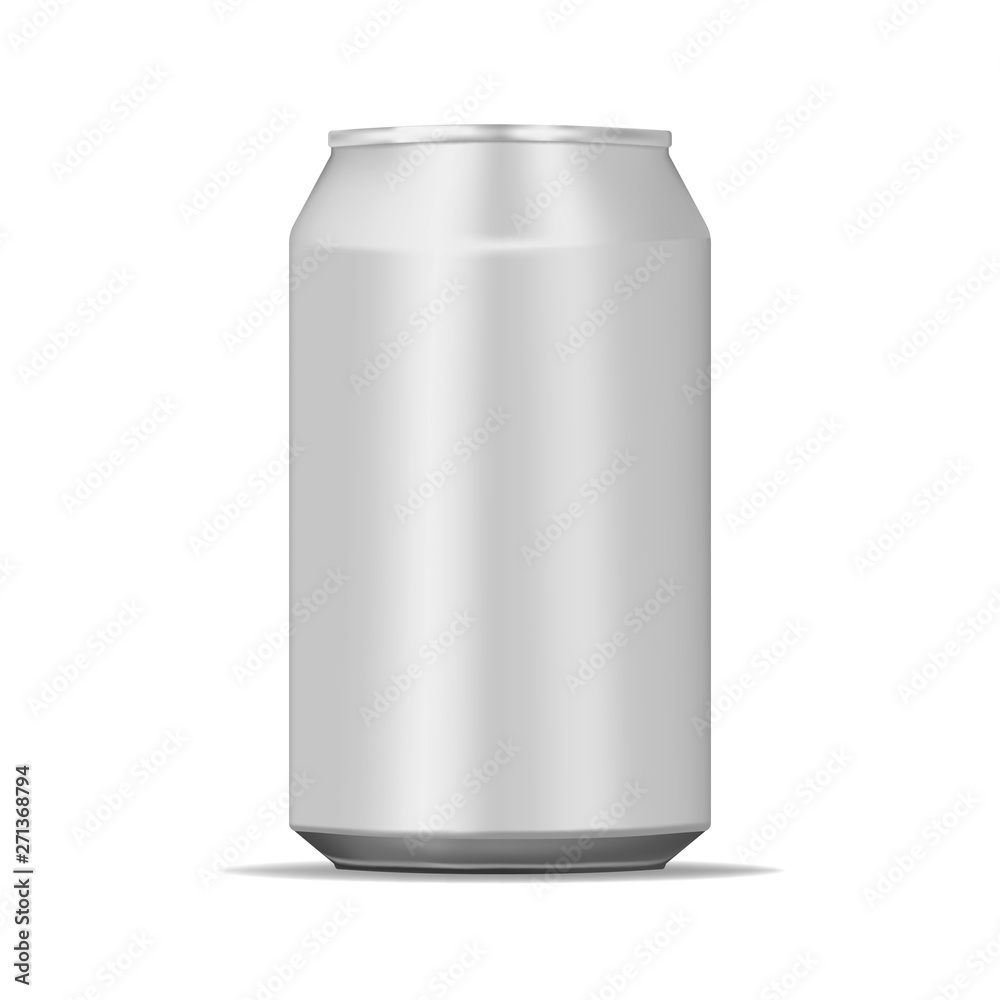 Drink aluminum can 330 ml isolated on white background, realistic mock-up. Blank beverage packaging, vector template for design Drink aluminum can 330 ml isolated on white background, realistic mock-up. Blank beverage packaging, vector template for design
