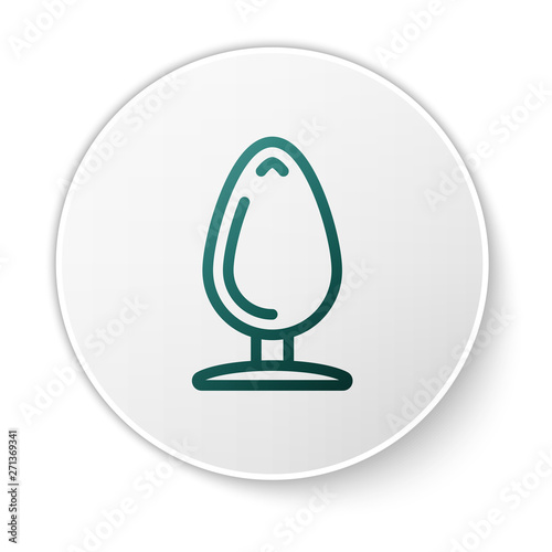 Green Anal plug icon isolated on white background. Butt plug sign. Fetish accessory. Sex toy for men and woman. White circle button. Vector Illustration