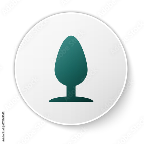 Green Anal plug icon isolated on white background. Butt plug sign. Fetish accessory. Sex toy for men and woman. White circle button. Vector Illustration