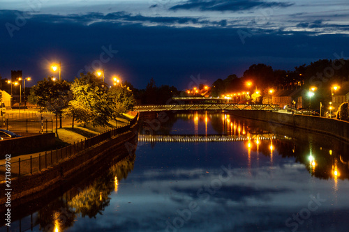 City Kilkenny on the River Nore by night. Ireland