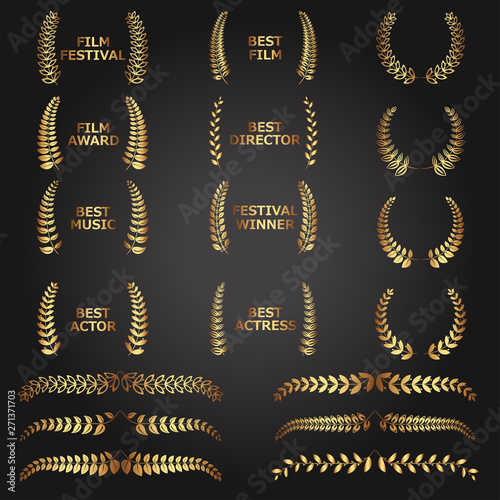 Best Film Award. Vector Golden laurel wreaths