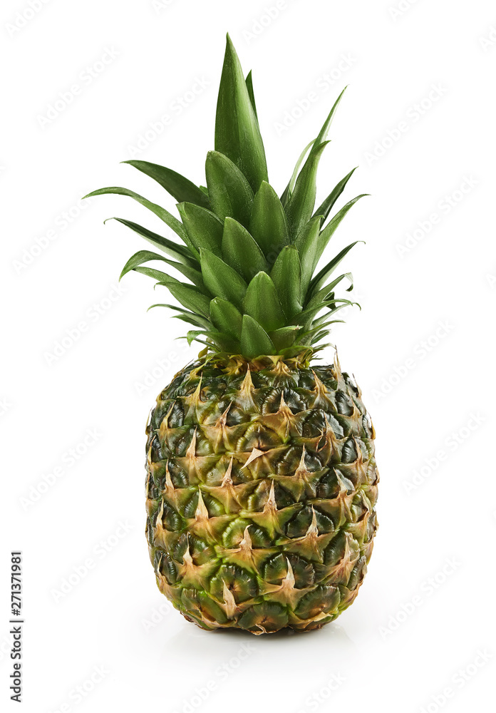 Fototapeta premium a pineapple isolated on white background with clipping path. Perfectly retouched. ready-to-use food images. Pack shoot.