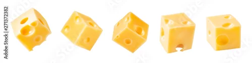 Panel kuchenny z motywem Set of cheese cubes isolated on white background.