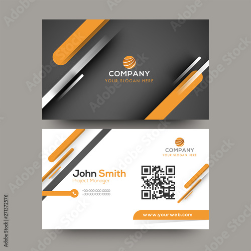 Front and back view of Black and White Business card with abstract design.