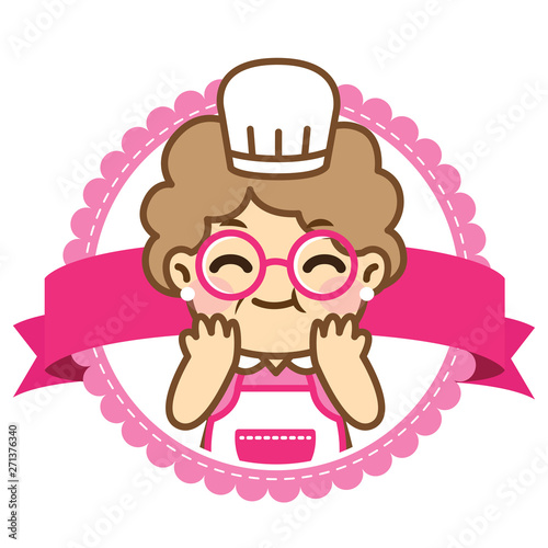 Grandmother is cooking.Cute style.