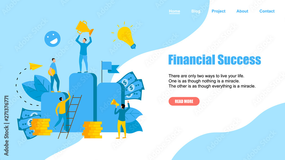 Webpage Template. Financial success illustration. Business success flat design concept	