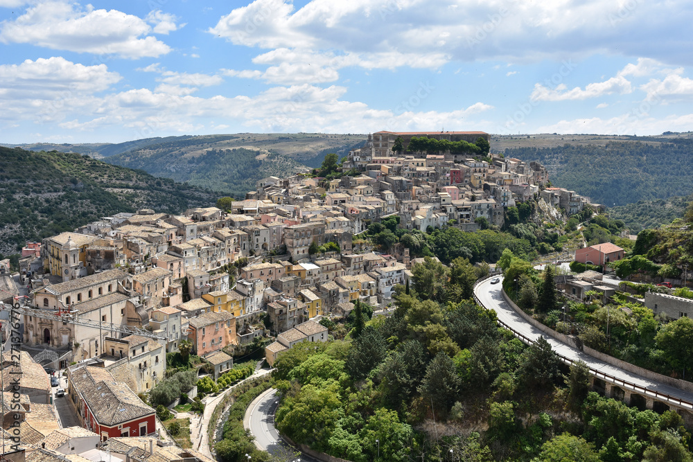 Panorama of the old town of Ragusa in Sicily