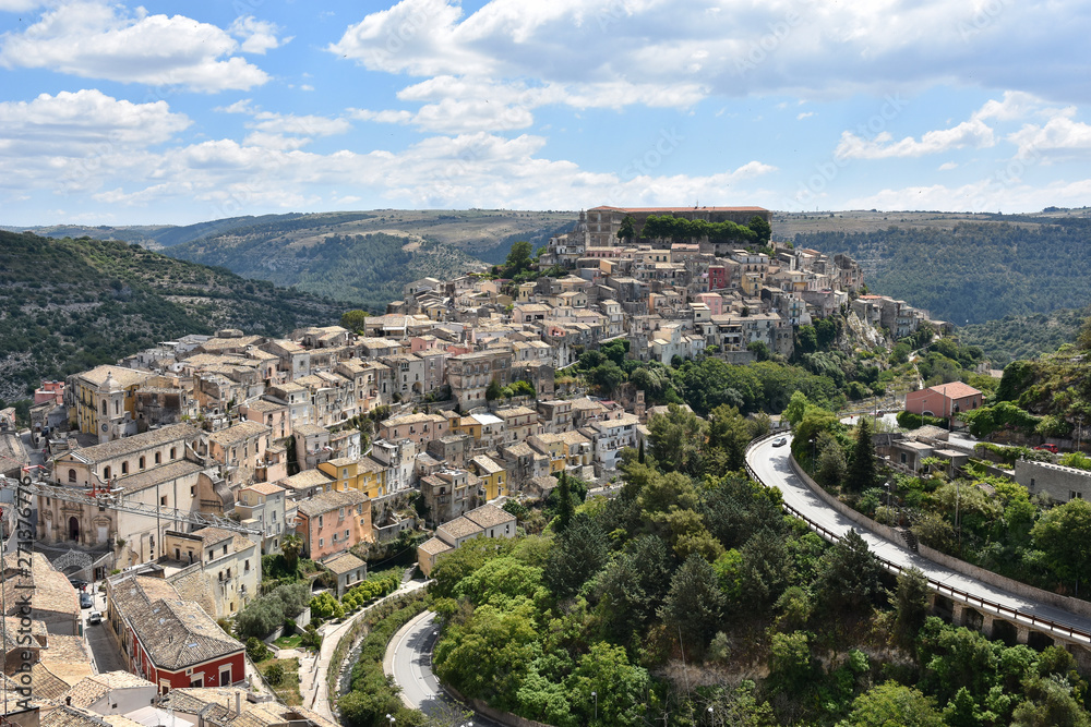 Fototapeta premium Panorama of the old town of Ragusa in Sicily