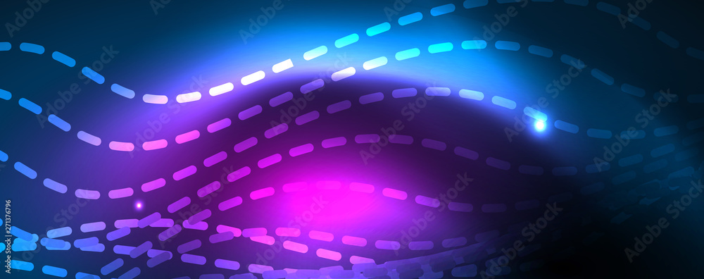 Smooth wave lines on blue neon color light background. Glowing abstract wave on dark, shiny motion, magic space light Smooth wave lines on blue neon color light background. Glowing abstract wave on dark, shiny motion, magic space light