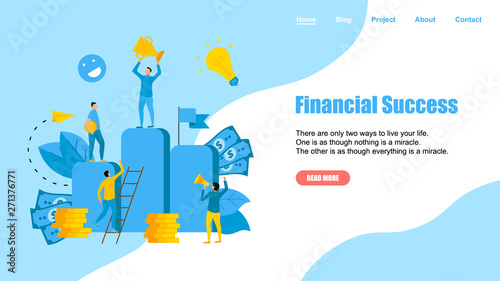 Webpage Template. Financial success illustration. Business success flat design concept	