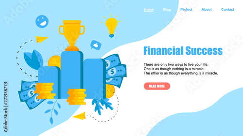 Webpage Template. Financial success illustration. Business success flat design concept	