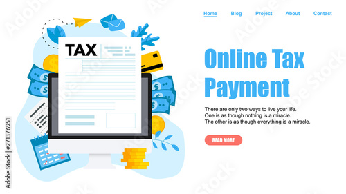 Webpage template. Online tax payment vector illustration concept. Filling tax form	