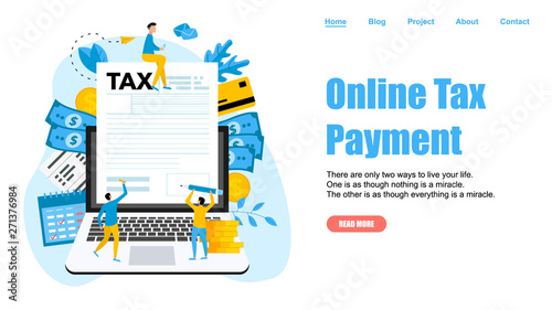 Webpage template. Online tax payment vector illustration concept. Filling tax form	