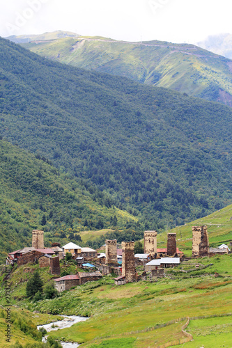 Ushguli, Georgia - August 10, 2013: one of the villages in the community of Svaneti, mountainous region of Georgia.