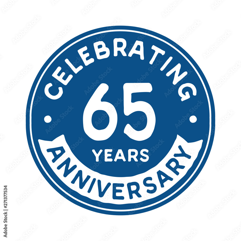 65 years anniversary logo template. Vector and illustration.